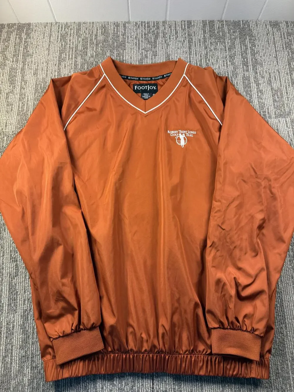 FootJoy Jacket Mens Medium Orange Golf Windbreaker Robert Trent Jones Trail